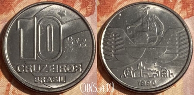 Бразилия 10 крузейро 1990 года, KM# 619, 294r-128