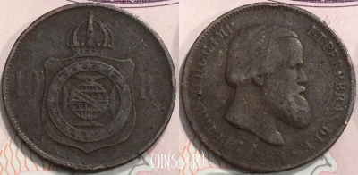 Бразилия 10 рейсов 1869 года, KM# 473, 129-037