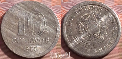 Бразилия 10 сентаво 1956 года, KM# 564, 272-097