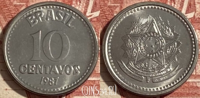 Бразилия 10 сентаво 1987 года, KM# 602, 477р-062