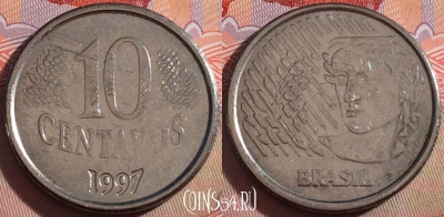 Бразилия 10 сентаво 1997 года, KM# 633, 104b-103