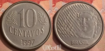 Бразилия 10 сентаво 1997 года, KM# 633, 422-132