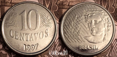 Бразилия 10 сентаво 1997 года, см. сост., 65-038a