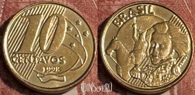Бразилия 10 сентаво 1998 года, KM# 649, 101s-123