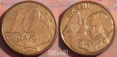 Бразилия 10 сентаво 2006 года, KM# 649.2, 114b-026
