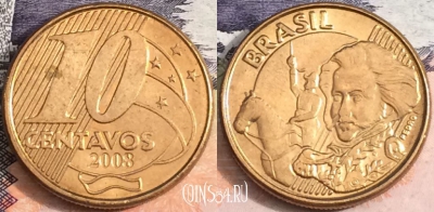 Бразилия 10 сентаво 2008 года, KM# 649.2, a084-050