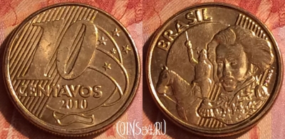Бразилия 10 сентаво 2010 года, KM# 649, 093o-129