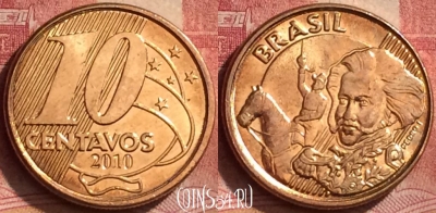 Бразилия 10 сентаво 2010 года, KM# 649.2, 272l-067