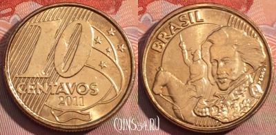 Бразилия 10 сентаво 2011 года, KM# 649.2, 270a-005