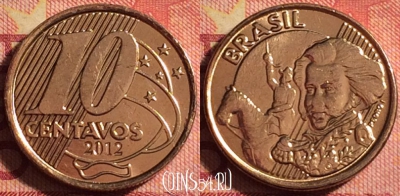 Бразилия 10 сентаво 2012 года, KM# 649.2, 181j-060