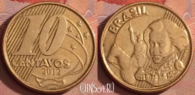 Бразилия 10 сентаво 2012 года, KM# 649.2, 299l-009