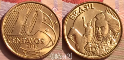 Бразилия 10 сентаво 2013 года, KM# 649, 442-117