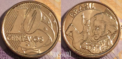 Бразилия 10 сентаво 2013 года, KM# 649.2, 186a-093