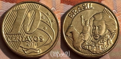 Бразилия 10 сентаво 2014 года, KM# 649, 157s-007