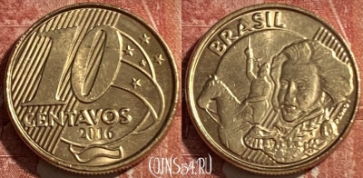 Бразилия 10 сентаво 2016 года, KM# 649, 475r-068