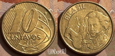 Бразилия 10 сентаво 2017 года, KM# 649, 296s-026