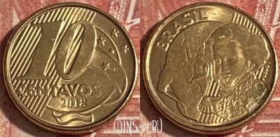 Бразилия 10 сентаво 2018 года, KM# 649, 329r-052