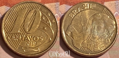 Бразилия 10 сентаво 2019 года, KM# 649, 479р-102