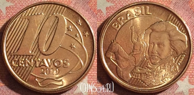 Бразилия 10 сентаво 2019 года, KM# 649.2, 121i-092
