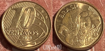 Бразилия 10 сентаво 2021 года, KM# 649, 499р-033 ♛