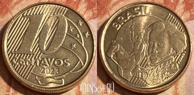 Бразилия 10 сентаво 2023 года, KM# 649, 291r-051 ♛