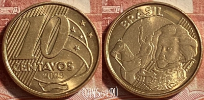 Бразилия 10 сентаво 2023 года, KM# 649, 492р-071 ♛