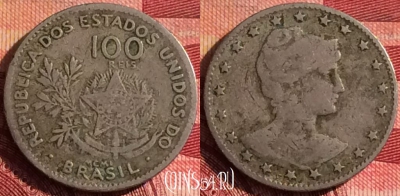 Бразилия 100 рейсов 1901 года, KM# 503, 275i-075