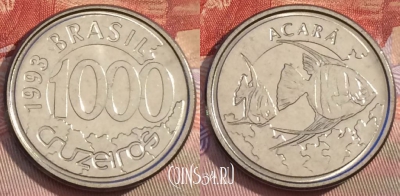Бразилия 1000 крузейро 1993 года, KM# 626, UNC, 261b-110