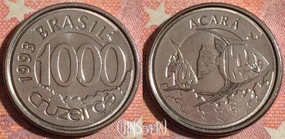 Бразилия 1000 крузейро 1993 года, KM# 626, UNC, 379-058
