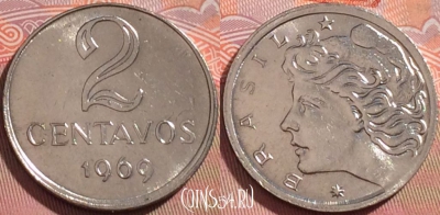 Бразилия 2 сентаво 1969 года, KM# 576.2, 111b-036