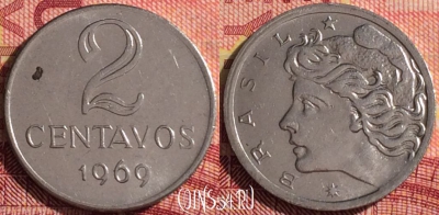 Бразилия 2 сентаво 1969 года, KM# 576.2, 289i-077