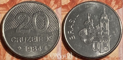 Бразилия 20 крузейро 1984 года, KM# 593.1, 499р-111