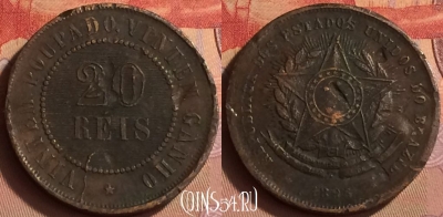 Бразилия 20 реалов 1895 года, KM# 490, 433-142