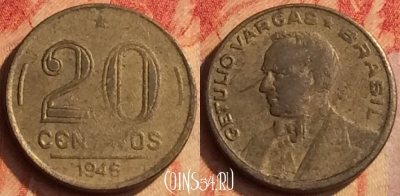 Бразилия 20 сентаво 1946 года, KM# 556a, 201o-040