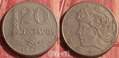 Бразилия 20 сентаво 1967 года, KM# 579, 342o-091