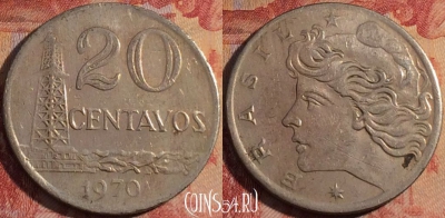 Бразилия 20 сентаво 1970 года, KM# 579, 164a-051