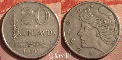 Бразилия 20 сентаво 1970 года, KM# 579, 357k-080