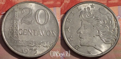 Бразилия 20 сентаво 1975 года, KM# 579.1a, 104c-120