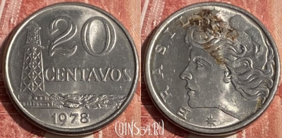 Бразилия 20 сентаво 1978 года, KM# 579.1a, 251r-043