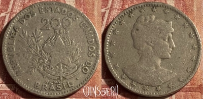 Бразилия 200 рейсов 1901 года, KM# 504, 078p-040
