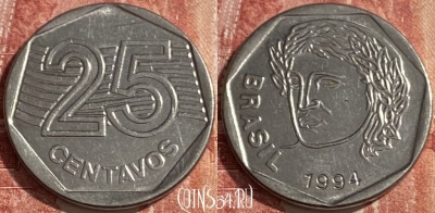 Бразилия 25 сентаво 1994 года, KM# 634, 430r-043