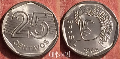 Бразилия 25 сентаво 1995 года, KM# 634, 382n-144