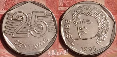 Бразилия 25 сентаво 1995 года, KM# 634, 395-051