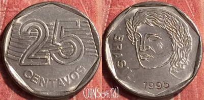 Бразилия 25 сентаво 1995 года, KM# 634, 407-081