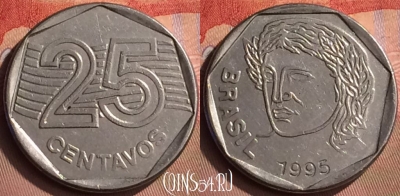 Бразилия 25 сентаво 1995 года, KM# 634, 412-102