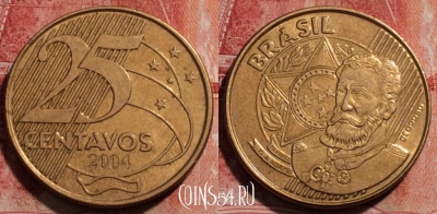 Бразилия 25 сентаво 2004 года, KM# 650, 231-099