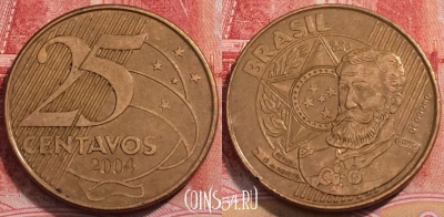 Бразилия 25 сентаво 2004 года, KM# 650, 253-049
