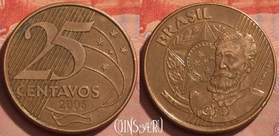 Бразилия 25 сентаво 2006 года, KM# 650, 227l-030