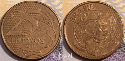 Бразилия 25 сентаво 2007 года, KM# 650, 193-092