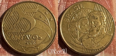 Бразилия 25 сентаво 2008 года, KM# 650, s453s-005